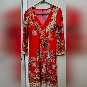 White Mark V neck dress